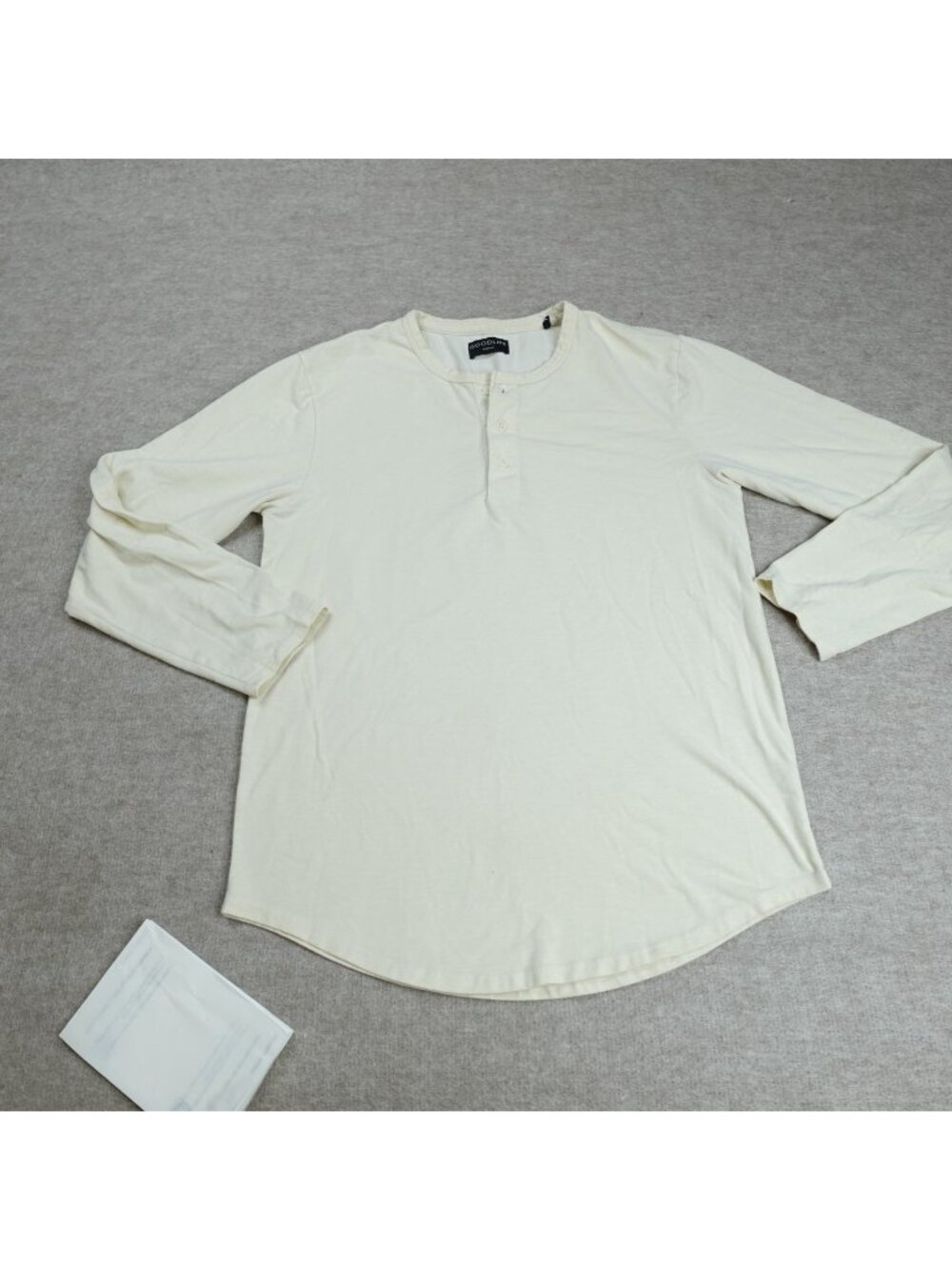 Good Life Mens Shirt Medium Beige Henley Cotton Blend